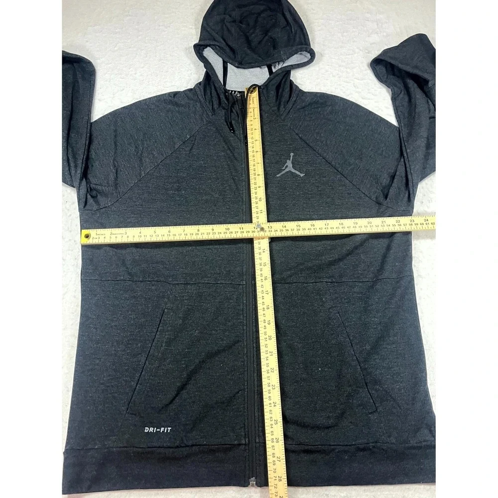 Jordan Dri Fit Hoodie Mens XL Charcoal Gray Full Zip Jumpman Logo Raglan Sleeve